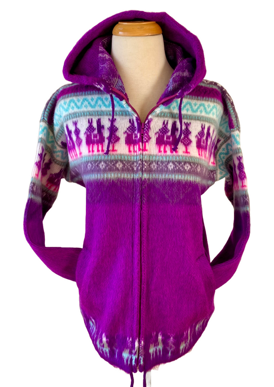 AlpacaChill Magenta llama   Heavyweight  Alpaca blend Hoodie